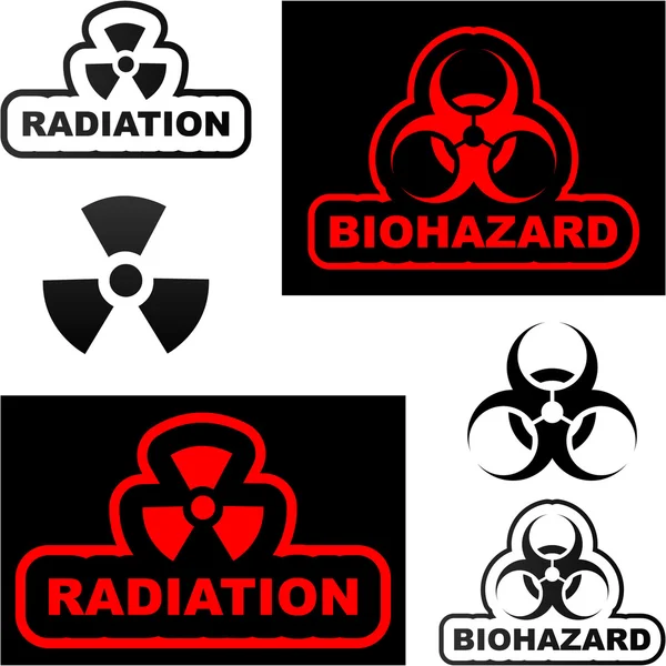 Biohazard a radiační příznaky. — Stockový vektor