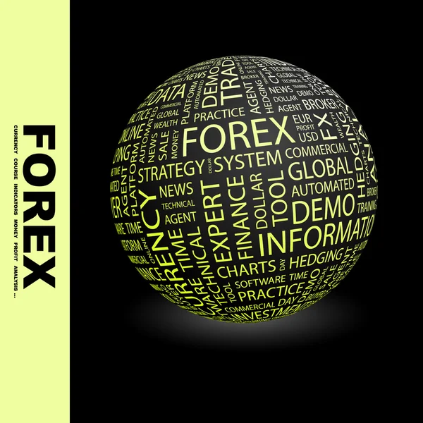 Forex. zeměkoule s různými asociace termíny. — Stockový vektor