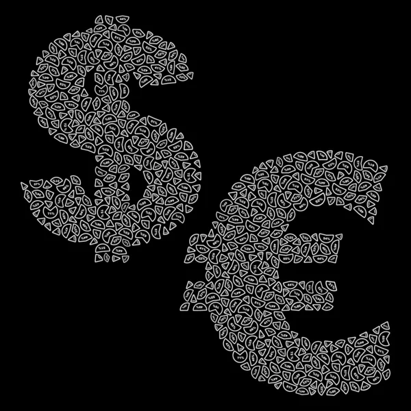 Векторні знаки долара та євро . — стоковий вектор