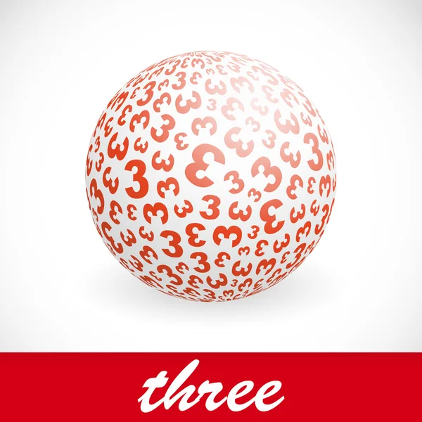 THREE. Globe with number mix. — Stock Vector