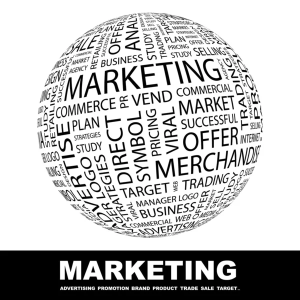 MARKETING. Globe with different association terms. — Wektor stockowy