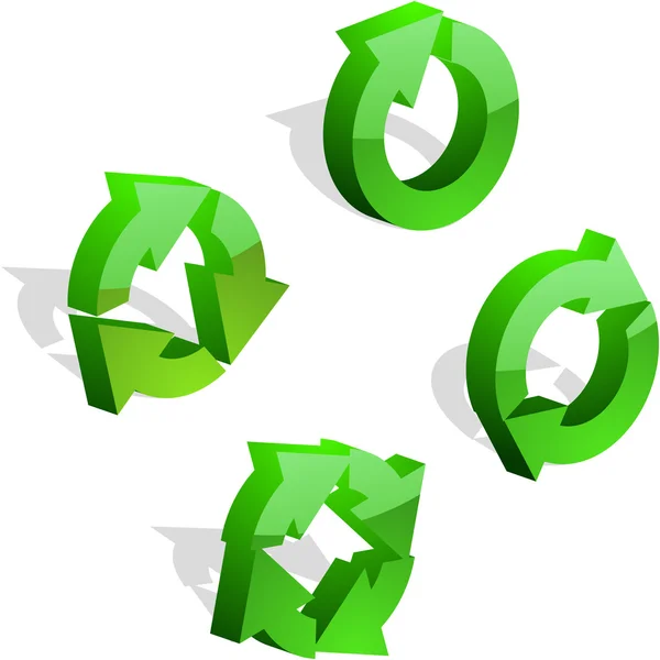 Zöld recycle szimbólum. 3D készlet. — Stock Vector