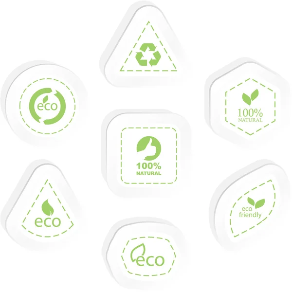 Uppsättning eco friendly, naturliga och ekologiska etiketter. — Stock vektor