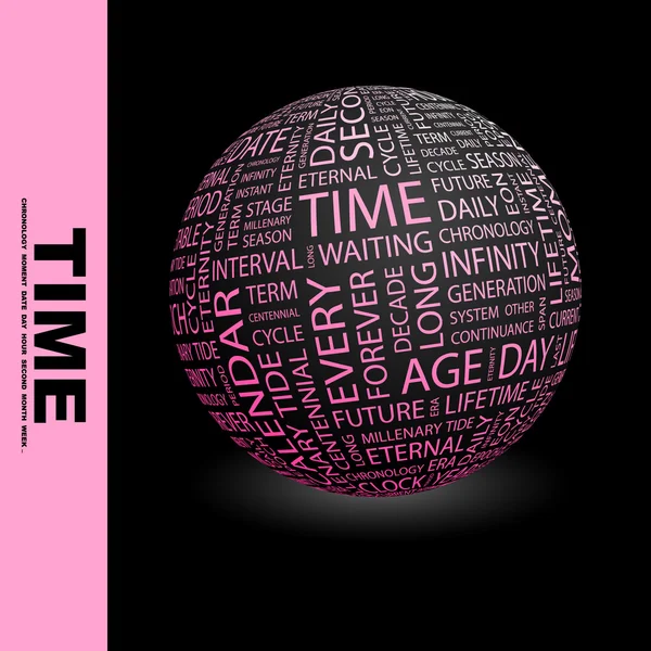 TIME. Globe with different association terms. — Stock Vector