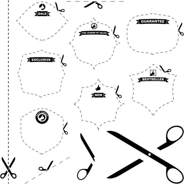 Vektorové nůžky s řez řádky šablony vybírat — Stockový vektor
