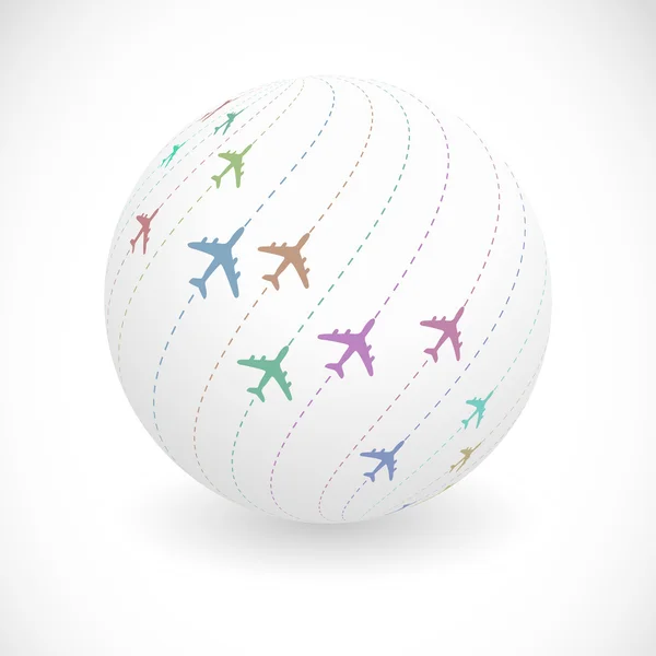 Globe avec panneau d'avion . — Image vectorielle