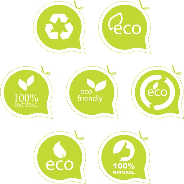Set of eco friendly, natural and organic labels. — Stock Vector
