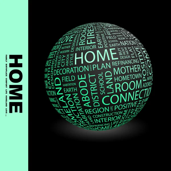 À la maison. Globe avec différents termes d'association . — Image vectorielle