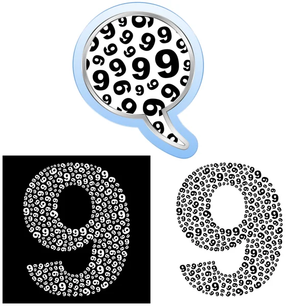 Nine. Number signs. Vector illustration. — Stock Vector