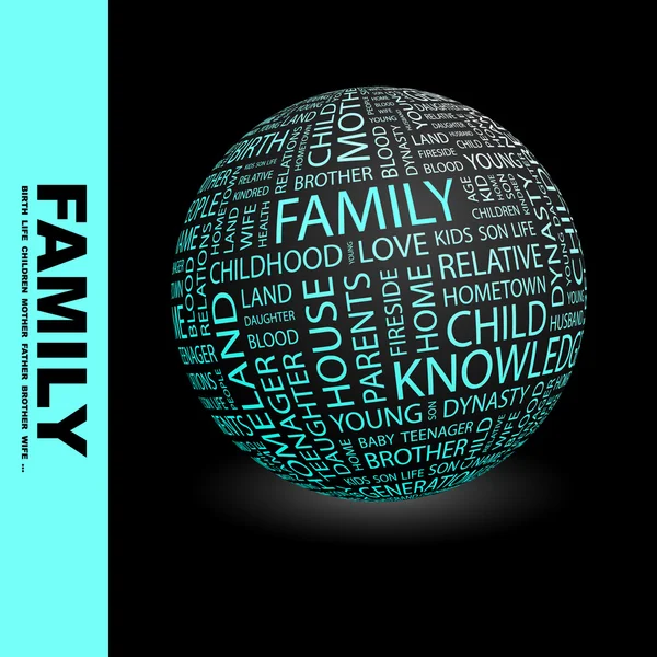 FAMILY. Globe with different association terms. — Stock Vector
