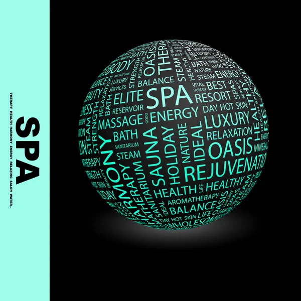 SPA. Globe with different association terms. — Stock Vector
