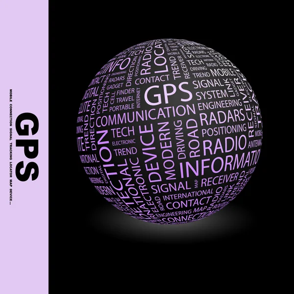 GPS. Globo con termini di associazione diversi . — Vettoriale Stock