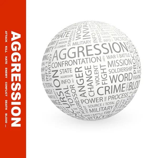 Aggression. Globus mit unterschiedlichen Assoziationsbedingungen. — Stockvektor
