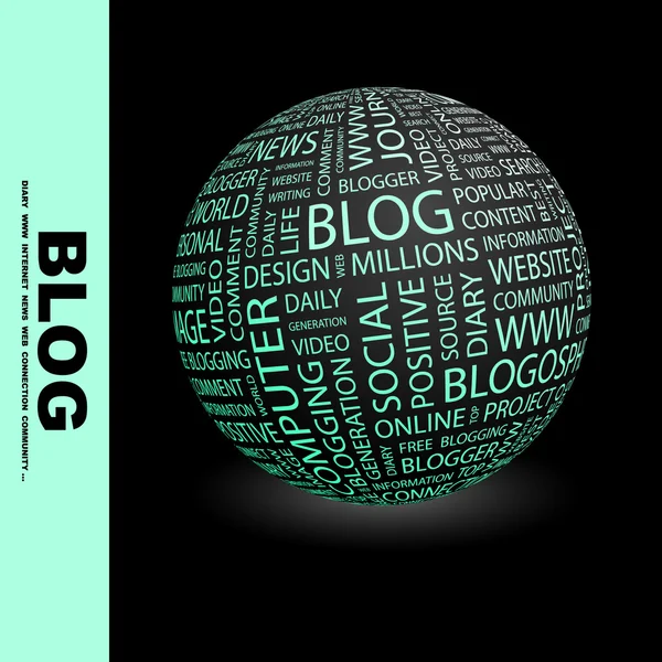 Blog. wereldbol met verschillende vereniging voorwaarden. — Stockvector