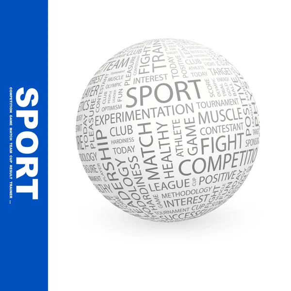 Sport. Globus z Stowarzyszenie różnych warunków. — Wektor stockowy