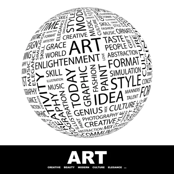 ART. Globe with different association terms. — Stock Vector