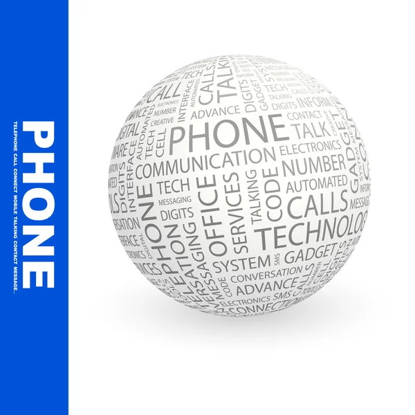 PHONE. Globe with different association terms. — Stock Vector