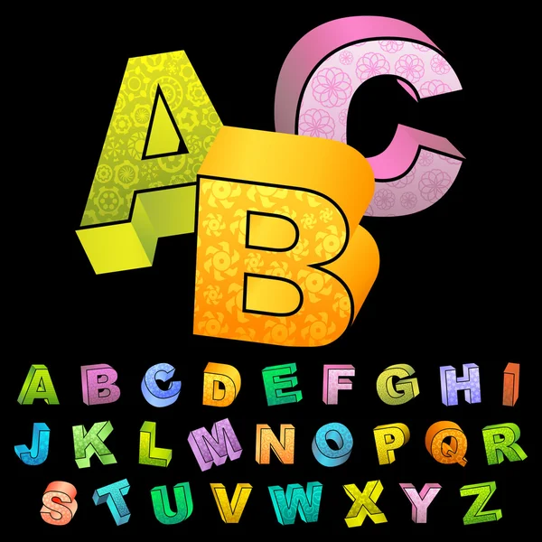Vector 3D-alfabet. — Stockvector