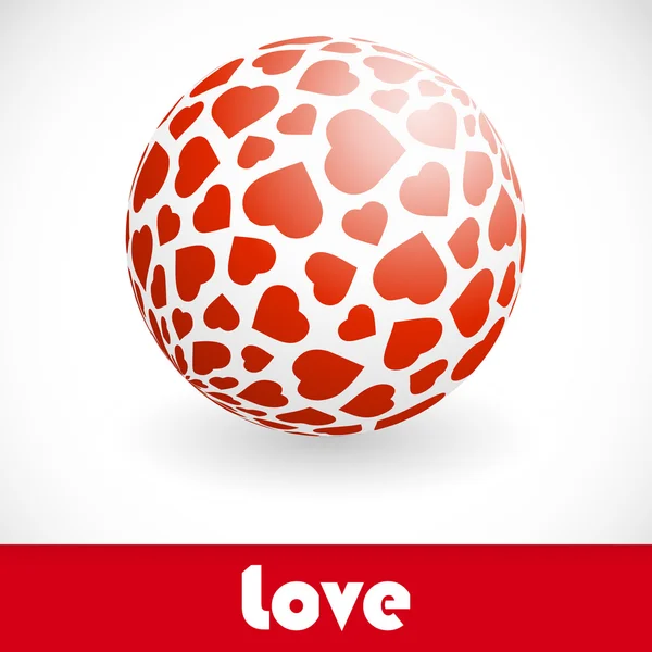 Love. Globe with heart mix. — Stock Vector