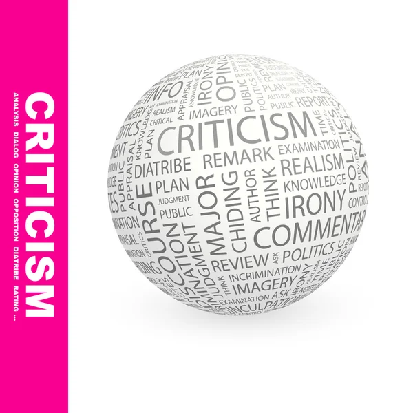 CRITICISM. Globe with different association terms. — Stock Vector