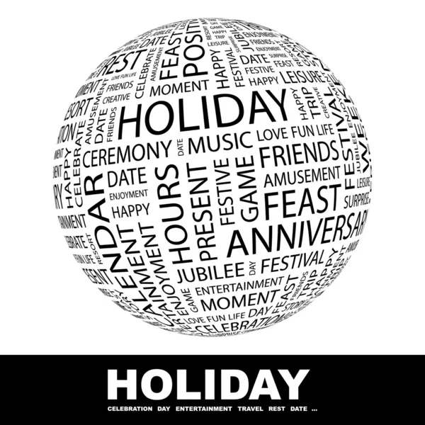 HOLIDAY. Globe with different association terms. — Stock Vector