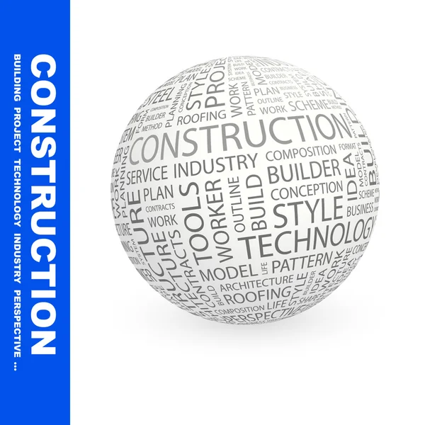 CONSTRUCTION. Globe avec différents termes d'association . — Image vectorielle