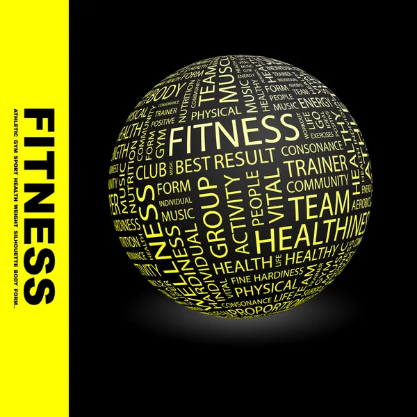 FITNESS. Globe with different association terms. — Stock Vector