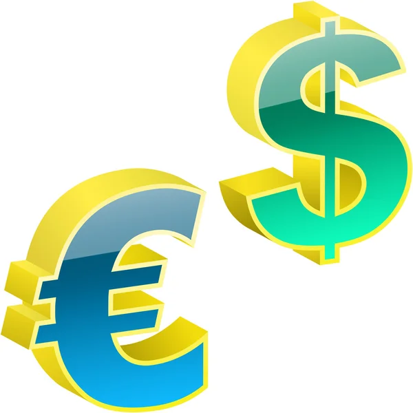 Vector dollar en euro tekenen. — Stockvector