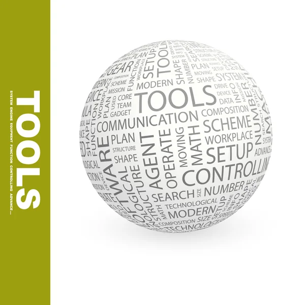 Des outils. Globe avec différents termes d'association . — Image vectorielle