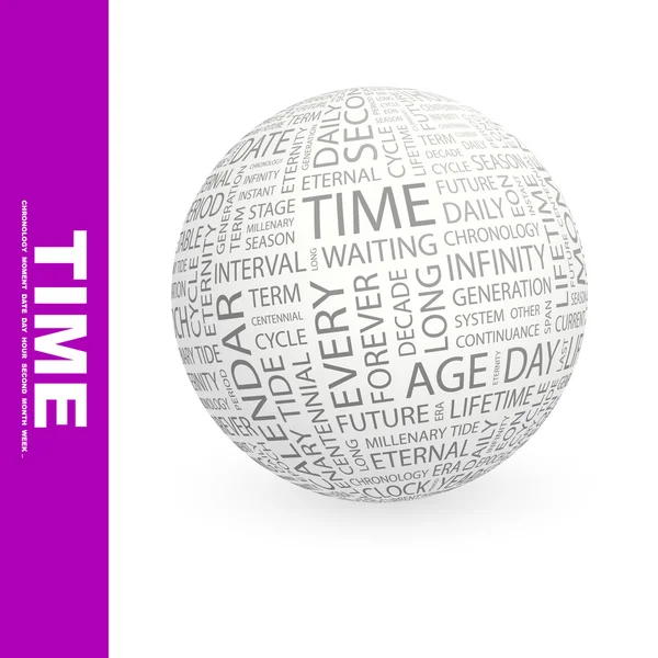TIME. Globe with different association terms. — Stock Vector