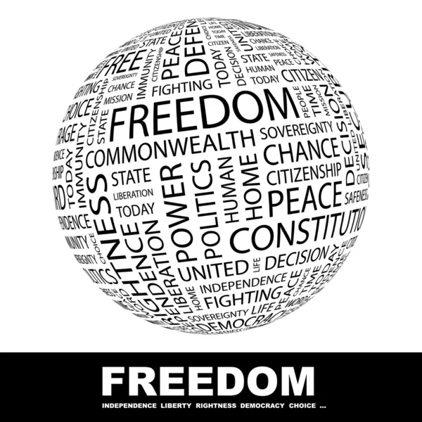 La liberté. Globe avec différents termes d'association . — Image vectorielle