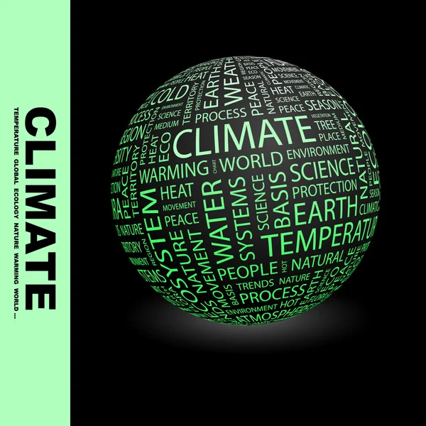 Klima. Globus mit unterschiedlichen Assoziationsbedingungen. — Stockvektor