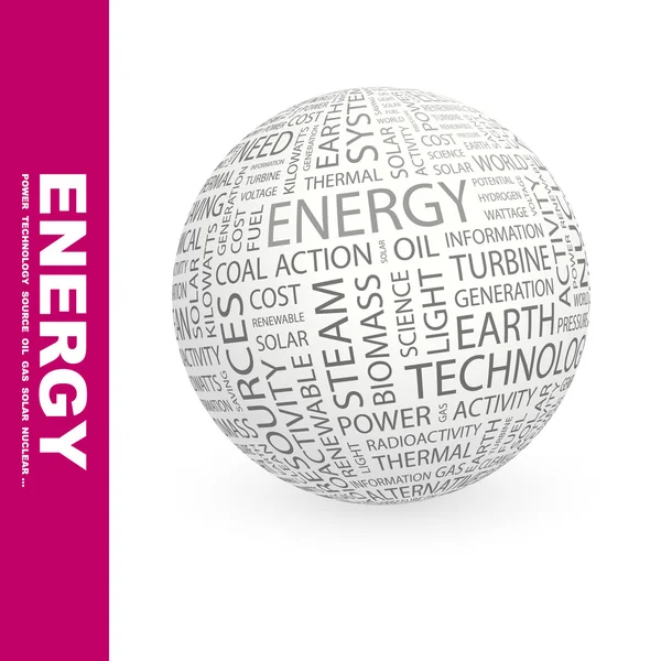 ENERGY. Globe with different association terms. — Stock Vector
