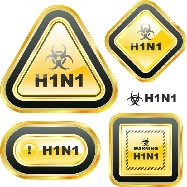H1N1. Swine flu warning sign collection. — Stock Vector