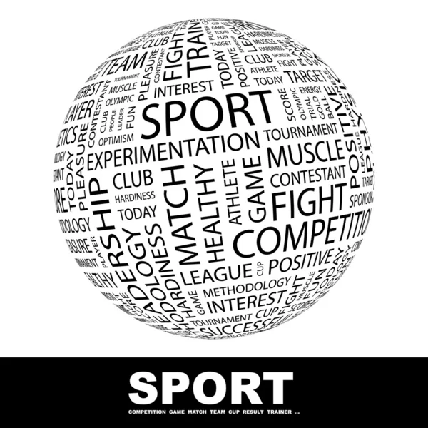 Sport. zeměkoule s různými asociace termíny. — Stockový vektor