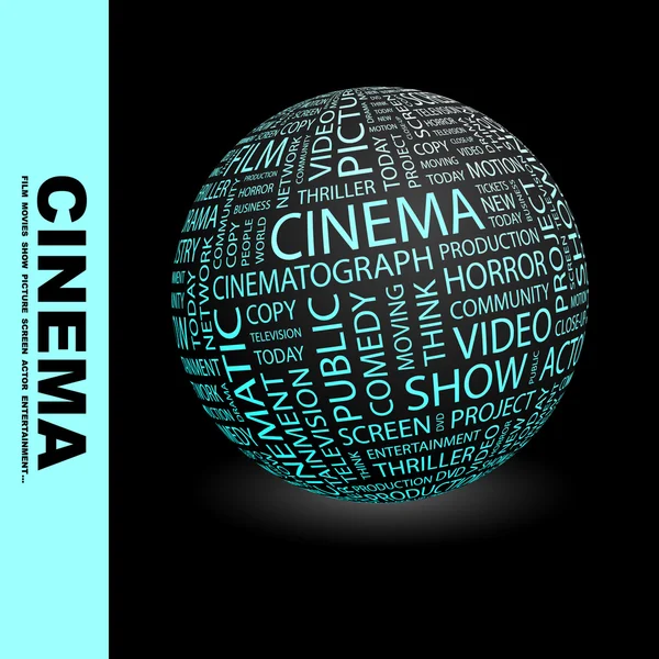 CINEMA. Globe with different association terms. — Stock Vector