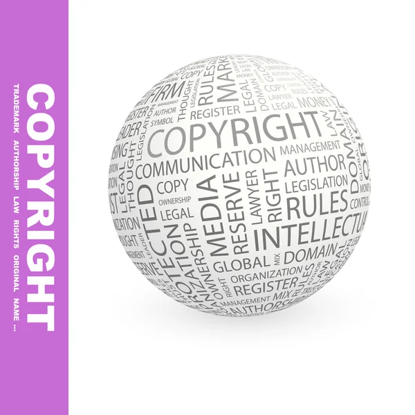 COPYRIGHT. Globe with different association terms. — Stock Vector
