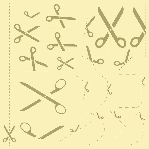 Ciseaux vectoriels avec lignes de coupe — Image vectorielle