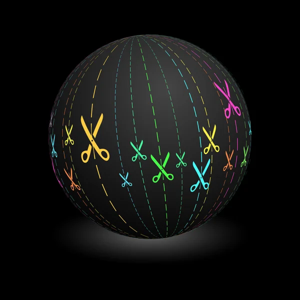 Globe avec ciseaux signes . — Image vectorielle