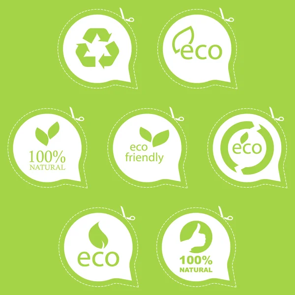 Conjunto de sinais ecológicos, naturais e orgânicos . — Vetor de Stock