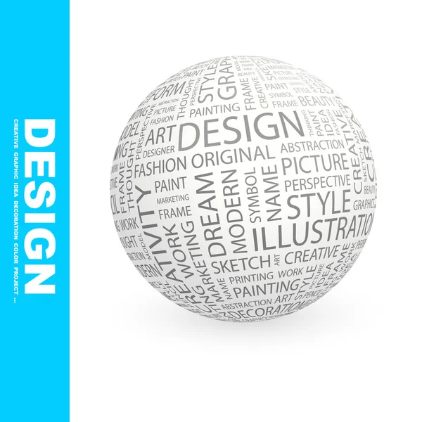DESIGN. Globe avec différents termes d'association . — Image vectorielle
