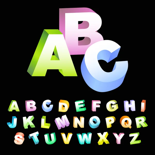 Alfabeto 3d coloreado . — Vector de stock
