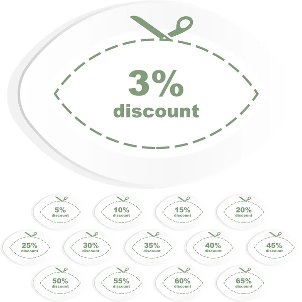 Discount sticker templates with different percentages — Stock Vector