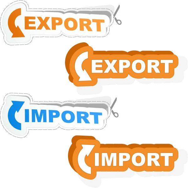 Набор стикеров для импорта и экспорта . — стоковый вектор
