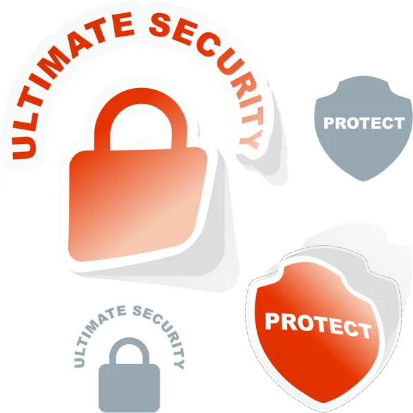 Ultimate security. Sticker set. — Stock Vector