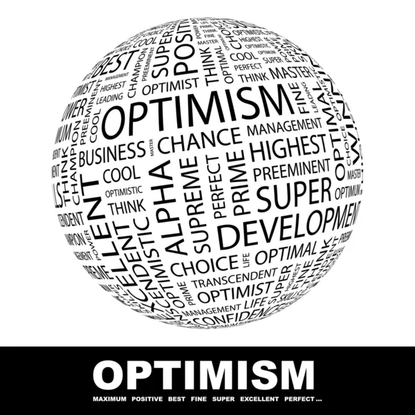 Optimismus. Wortcollage auf weißem Hintergrund. — Stockvektor