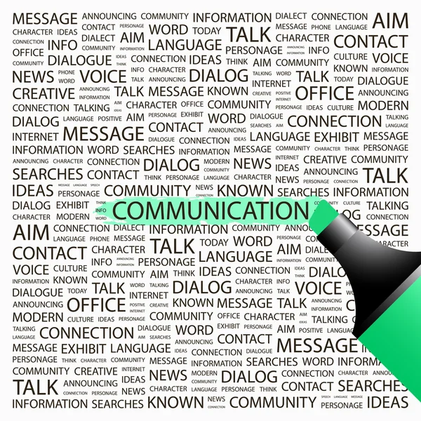 COMMUNICATION. Mettre en évidence sur fond avec différents termes d'association . — Image vectorielle