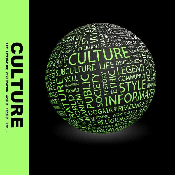 La culture. Globe avec différents termes d'association . — Image vectorielle