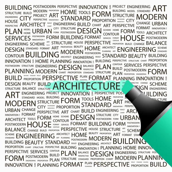 Architektura. wyróżnienie na tle różne stowarzyszenia warunki. — Wektor stockowy