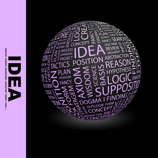 IDEA. Глобус с различными ассоциативными терминами . — стоковый вектор